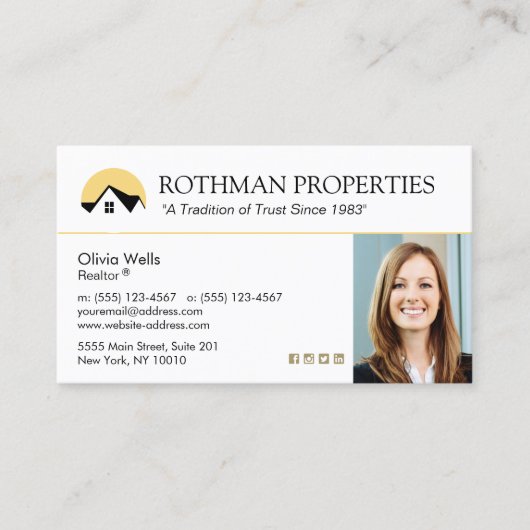 House Logo Real Estate Agent Add Photo Business B Visitekaartje (Voorkant)