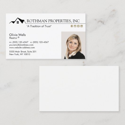 House Logo Real Estate Agent Foto toevoegen Busine Visitekaartje (Voorkant / Achterkant)