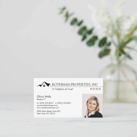 House Logo Real Estate Agent Foto toevoegen Busine Visitekaartje (Staand voorkant)