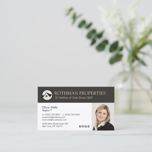 House Logo Real Estate Agent Realtor voegt foto BU Visitekaartje (Staand voorkant)