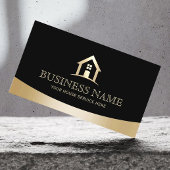 House Logo Real Estate Realtor Modern Black & Gold Visitekaartje