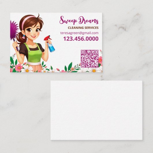House Maid Floral QR Visitekaartje (Voorkant / Achterkant)