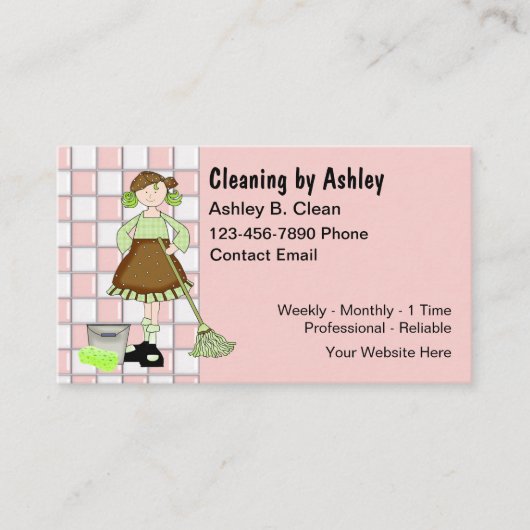 House Maid Retro Business Cards  Visitekaartje (Voorkant)