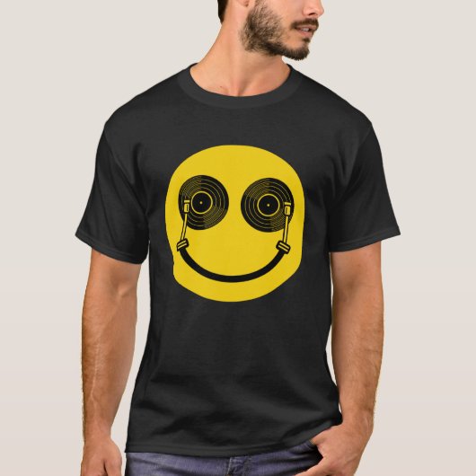 House Music Dance Music DJ Turntable Shaped Smile T-shirt (Voorkant)