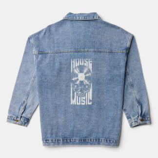 House Music Dj Vinyl Record Music Gothic Skull LP Denim Jacket
