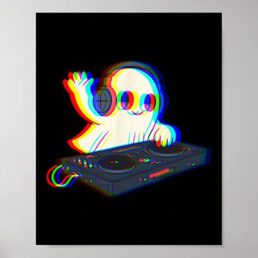 House Music Ghost DJ Optical Illusion Edm Hallowee Poster (Voorkant)