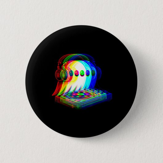 House Music Ghost DJ Optical Illusion Edm Hallowee Ronde Button 5,7 Cm (Voorkant)