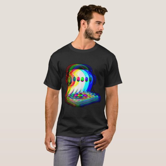 House Music Ghost DJ Optical Illusion EDM T-shirt (Voorkant volledig)