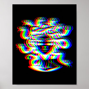 House Music Medusa DJ Optical Illusion Edm Hallowe Poster