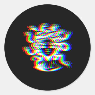 House Music Medusa DJ Optical Illusion Edm Hallowe Ronde Sticker