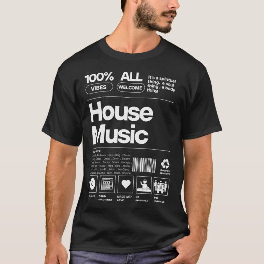 House Music - Productlabel (Wit) T-shirt (Voorkant)