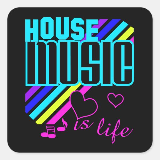 House Music Vierkante Sticker (Voorkant)