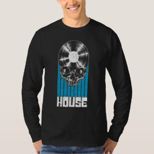 House Muziek DJ Vinyl Record Muziek Equalizer Skul T-shirt