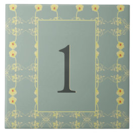 House Number Floral met Sage Green Tegeltje