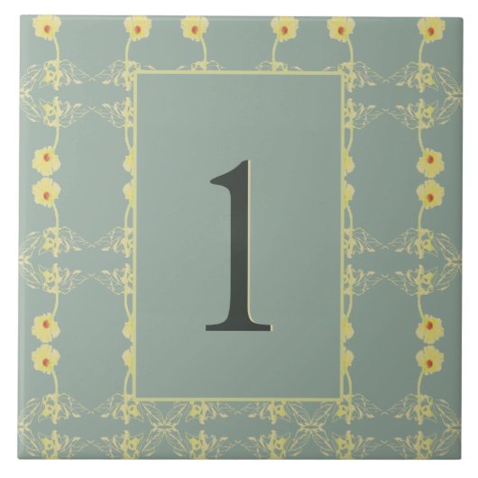 House Number Floral met Sage Green Tegeltje (Voorkant)