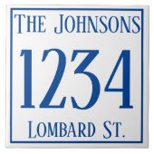 House Number met Street & Name Ceramic Tile Tegeltje (Voorkant)