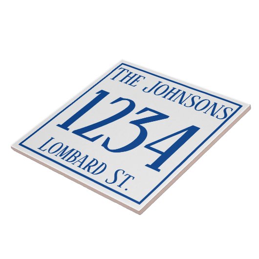 House Number met Street & Name Ceramic Tile Tegeltje (Zijkant)