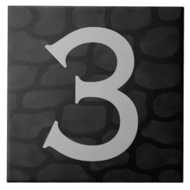 House Number on Celtic Black Stone Ceramic Tiles Tegeltje