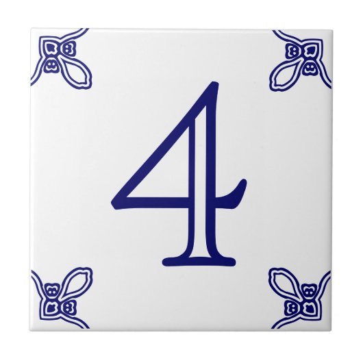 House Number - Spaans blauw op wit Tegeltje (Voorkant)