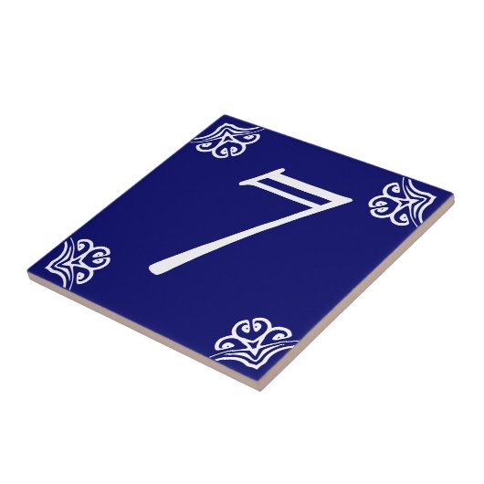 House Number - Spaans White op Blue Tegeltje (Zijkant)