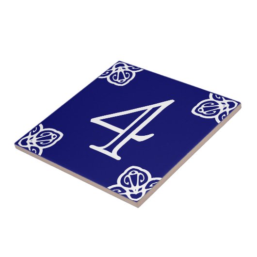 House Number - Spaans White op Blue Tegeltje (Zijkant)