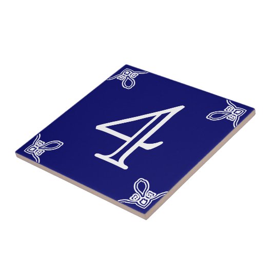 House Number - Spaans White op Blue Tegeltje (Zijkant)