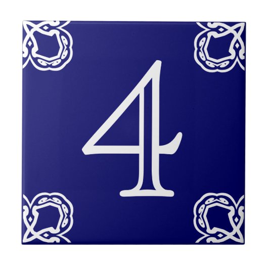 House Number - Spaans White op Blue Tegeltje (Voorkant)