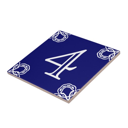 House Number - Spaans White op Blue Tegeltje (Zijkant)