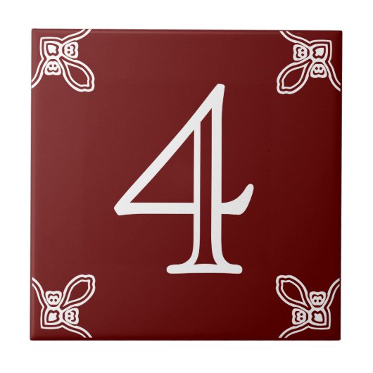 House Number - Spaans White op Brown Tile Tegeltje (Voorkant)