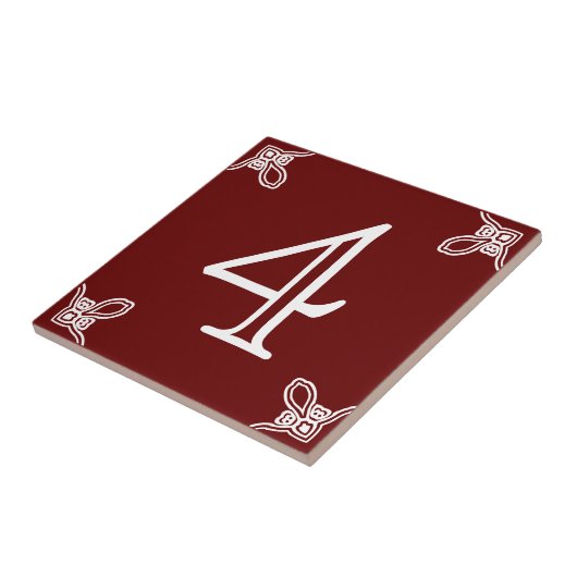 House Number - Spaans White op Brown Tile Tegeltje (Zijkant)