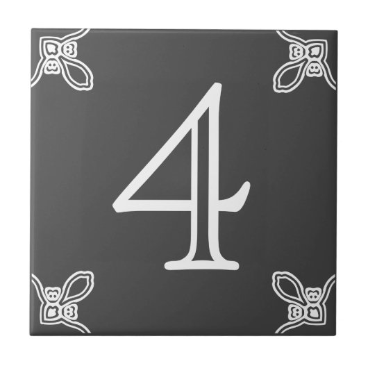 House Number - Spaans wit op grijze tegel Tegeltje (Voorkant)