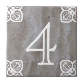 House Number - Spaans wit op kalksteen Tegeltje (Voorkant)