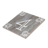 House Number - Spaans wit op kalksteen Tegeltje (Zijkant)