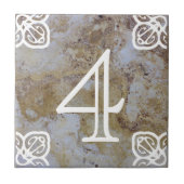 House Number - Spaans wit op kalksteen Tegeltje (Voorkant)