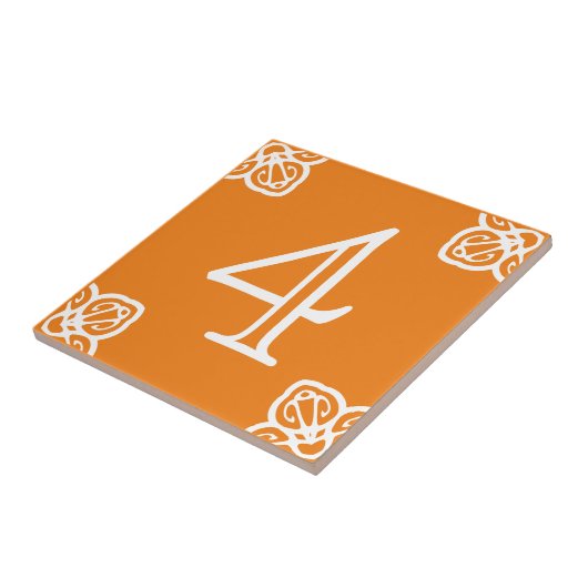 House Number - Spaans wit op Oranje tegel Tegeltje (Zijkant)