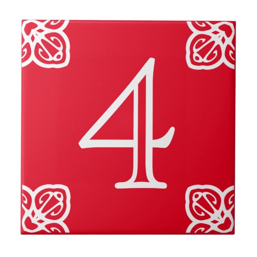 House Number - Spaans wit op rood Tegeltje (Voorkant)