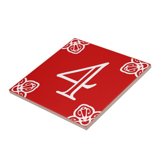 House Number - Spaans wit op rood Tegeltje (Zijkant)