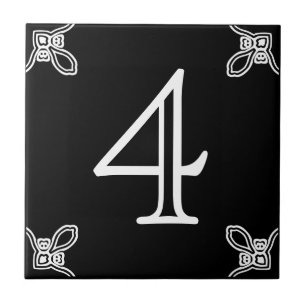 House Number - Spaans wit op zwarte tegel Tegeltje