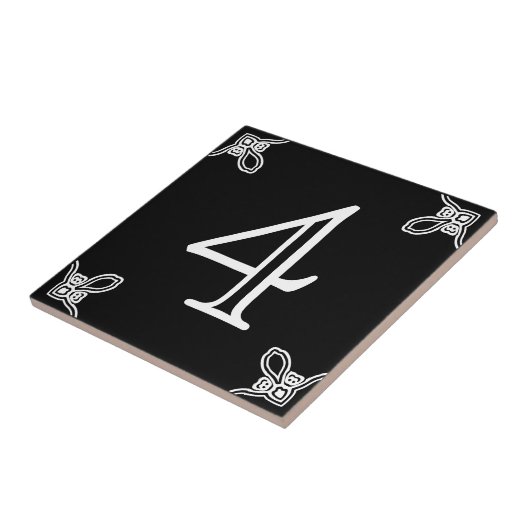 House Number - Spaans wit op zwarte tegel Tegeltje (Zijkant)