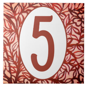 House Number Tile Copper Tone Vine & Leaf Pattern Tegeltje