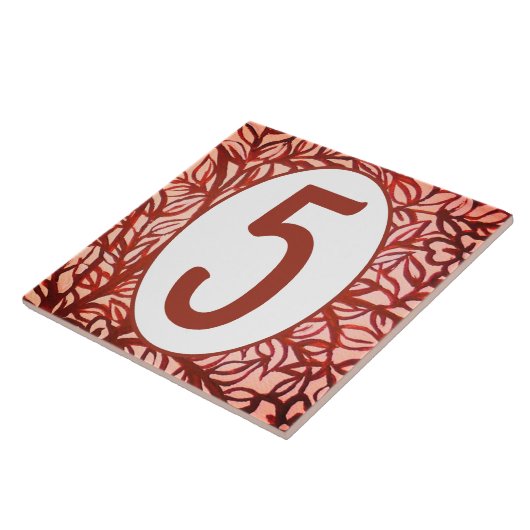 House Number Tile Copper Tone Vine & Leaf Pattern Tegeltje (Zijkant)