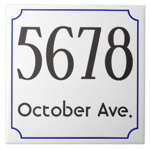 House Number with Street - Blue lijst Tegeltje