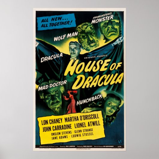 House of Dracula 1945 Vampire  Movie Poster (Voorkant)