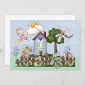 House of Picket Fence Invitation Kaart (Voorkant / Achterkant)