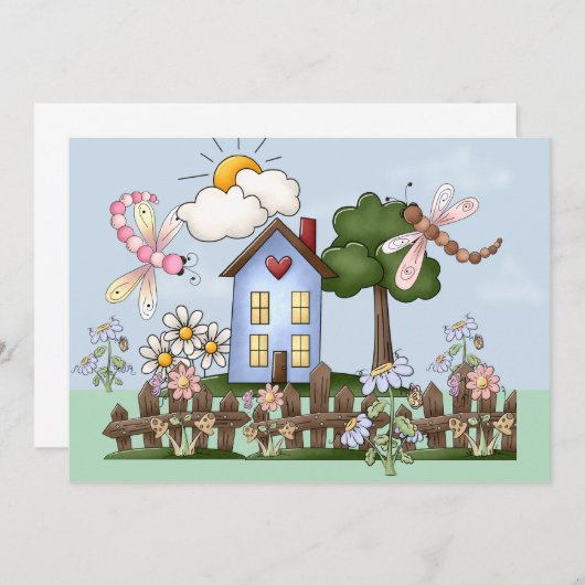 House of Picket Fence Invitation Kaart (Voorkant / Achterkant)