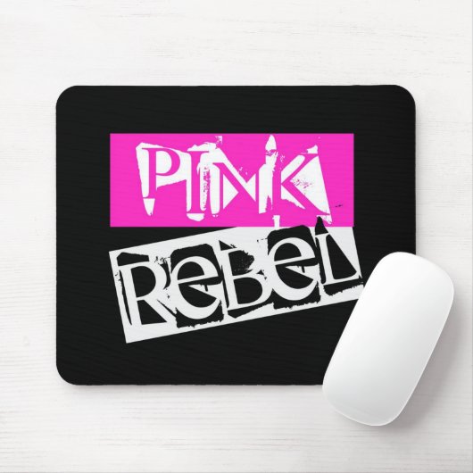 House of Rebeldom: Roze Rebel in Black Mousepad Muismat (Met muis)