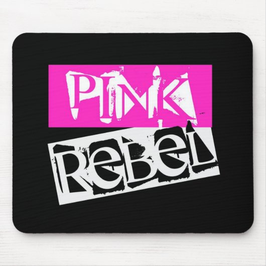 House of Rebeldom: Roze Rebel in Black Mousepad Muismat (Voorkant)