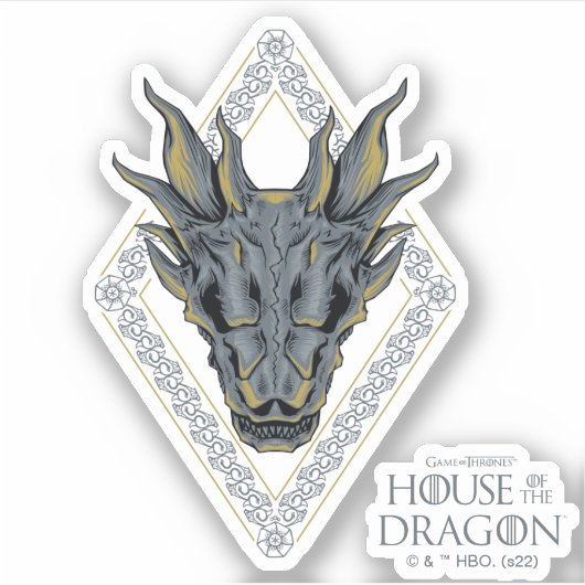 HOUSE OF THE DRAGON | Balerion Skull Diamond Crest Sticker (Voorkant)