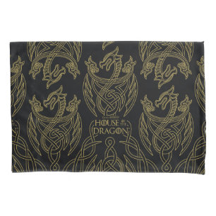 HOUSE OF THE DRAGON   Gold Filigree Dragon Pattern Kussensloop