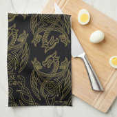 HOUSE OF THE DRAGON | Gold Filigree Dragon Pattern Theedoek (Quarter Fold)